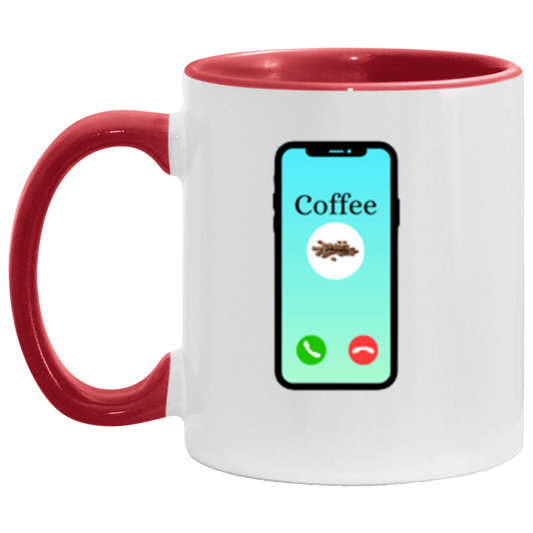 Wrap Around 11oz Accent Mug, Coffee Is Calling, Coffee Mug, Coffee
