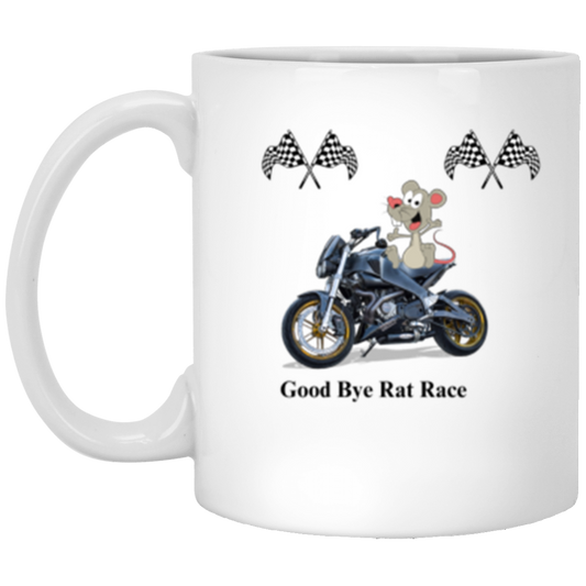 Wrap Around 11oz White Mug, Rat Race, Good Bye Rat Race, My Own Boss, Coffee Mugs