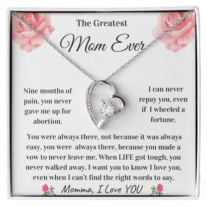 Greatest Mom Ever | Mom Love Knot Necklace | Momma, I Love You